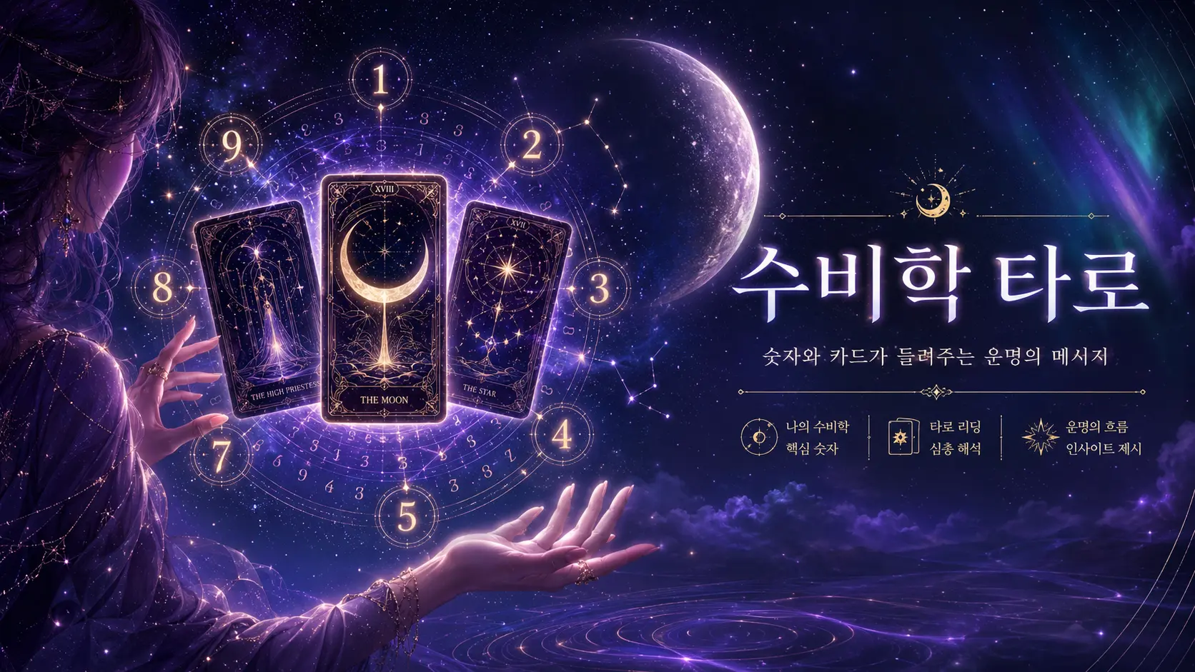 수비학 타로 — 생년월일 숫자와 3카드 스프레드 리딩